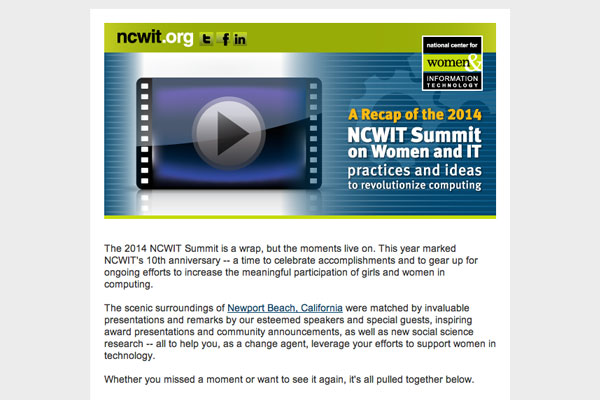 A Recap of the 2014 NCWIT Summit (and a Heads Up for 2015)
