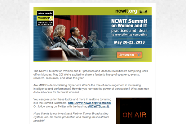 Tune into the NCWIT Summit Livestream
