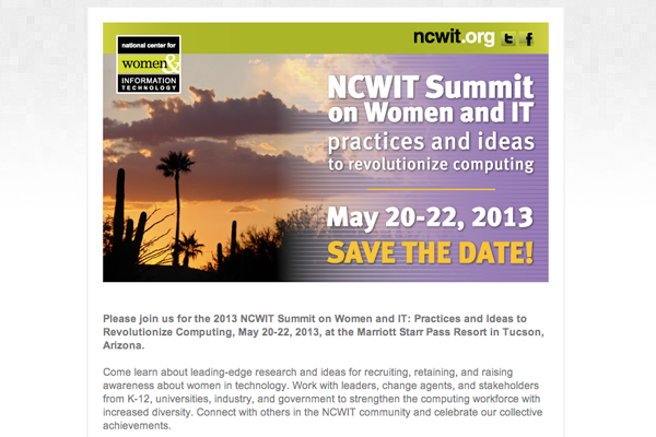 2013 NCWIT Summit: Save the Date