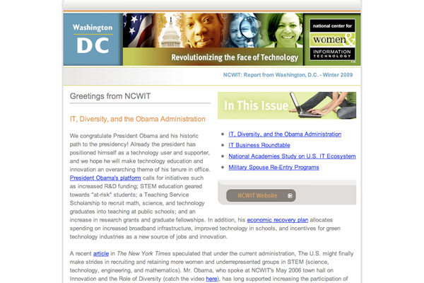 Winter 2008 NCWIT Newsletter