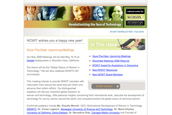 NCWIT Fall 2008 Newsletter