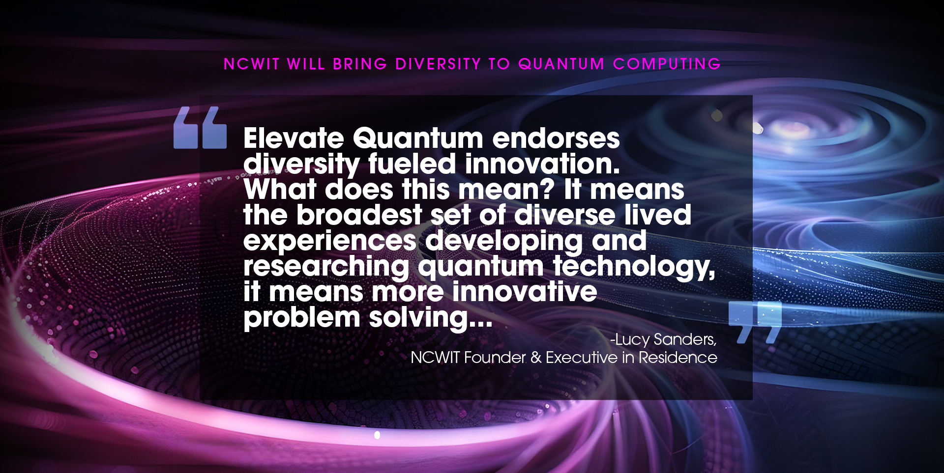 A tile for NCWIT's Elevate Quantum initiative.