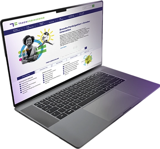 Laptop showing the TeachEngineering.org website
