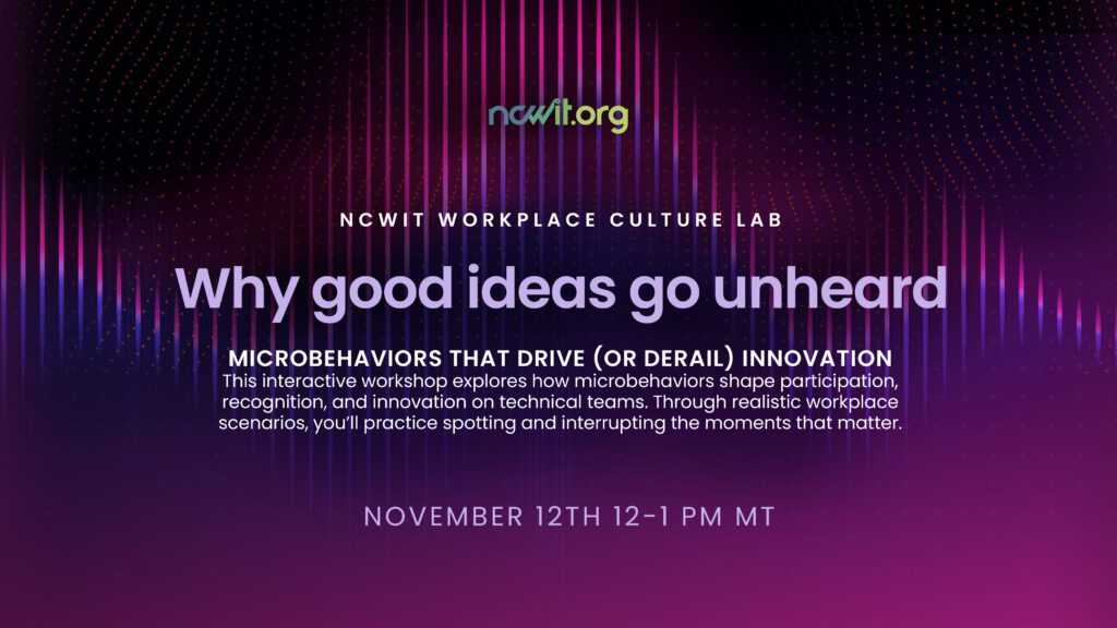 An abstract purple gradient with the text: Why Good Ideas Go Unheard: Microbehaviors that Drive (or Derail) Innovation